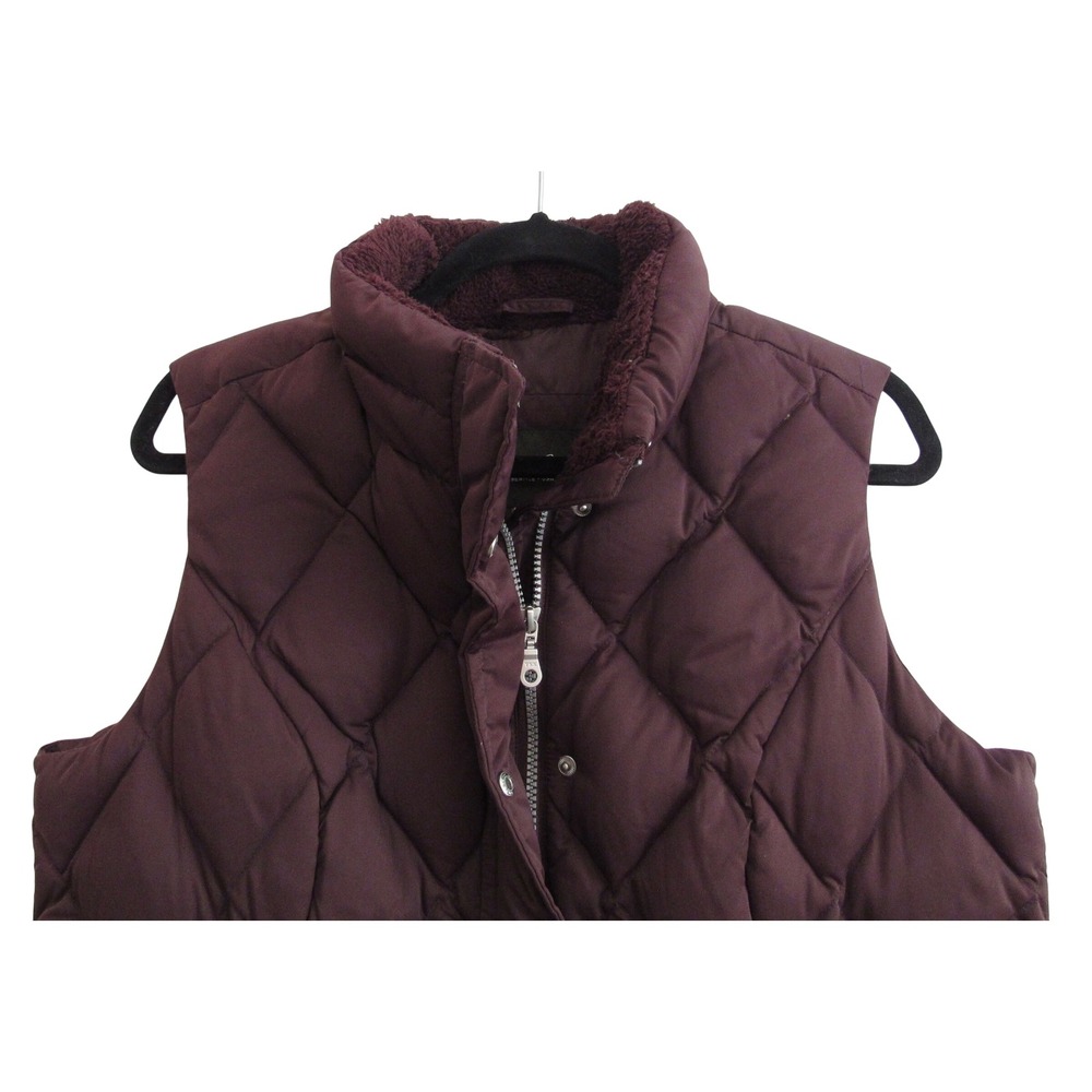 Eddie Bauer EB650 Down Womens vest Tall Large Brown Full Zip Snap Puffer Light - Picture 2 of 6
